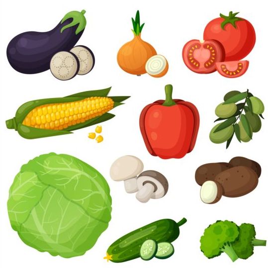 Different fresh vagetables vector set 01