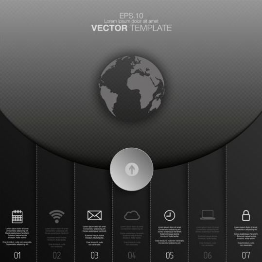 Earth with black infographic template vector 01