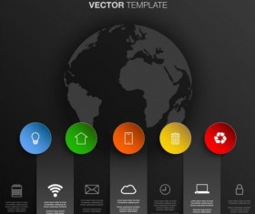 Earth with black infographic template vector 02