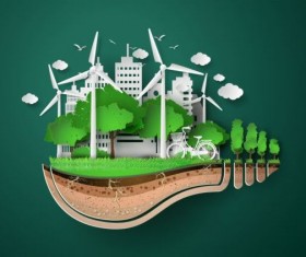 Eco concept with lamp business template vector 01