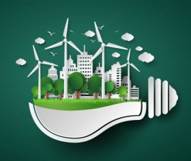 Eco concept with lamp business template vector 02