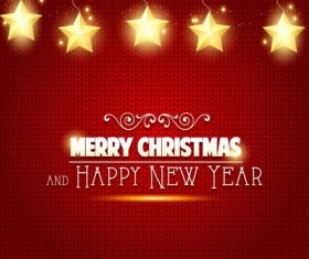 Fabric red background with christmas stars vector
