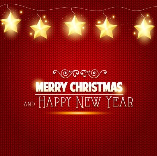 Fabric red background with christmas stars vector