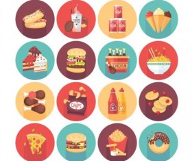 Fast food long shadow icons set 02