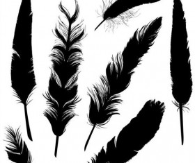 Feather silhouetter vectors set 03