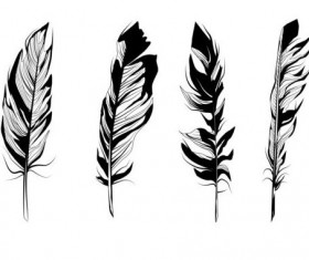 Feather silhouetter vectors set 05