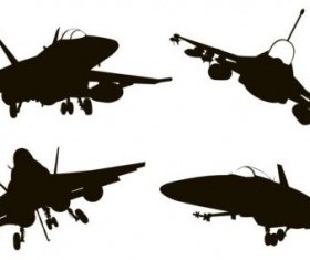 Fighter silhouetter vector set 02