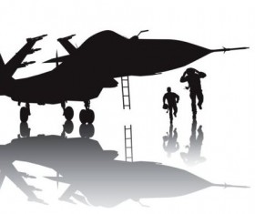 Fighter with aviation silhouetter vector