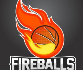 Flame with basketball logos vector