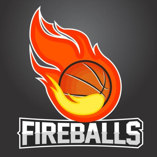 Flame with basketball logos vector