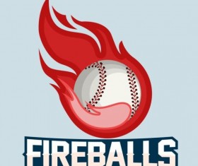 Flame with softball logos vector