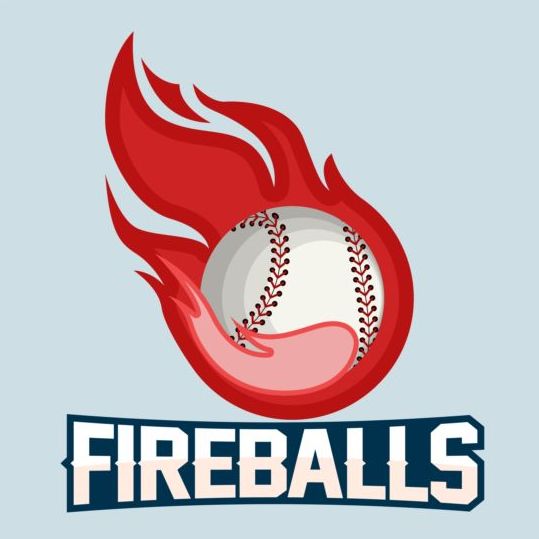 Flame with softball logos vector