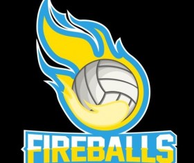Flame with volleyball logos vector