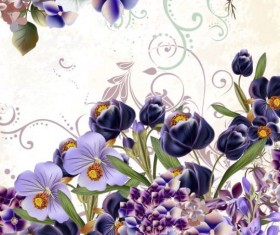 Floral background with purple flowers vector