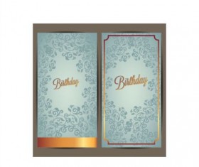 Floral birthday invitation card vector set 01