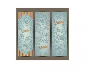 Floral birthday invitation card vector set 02