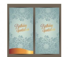 Floral birthday invitation card vector set 03