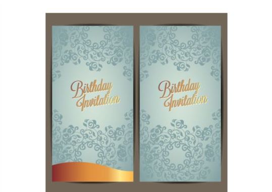 Floral birthday invitation card vector set 03