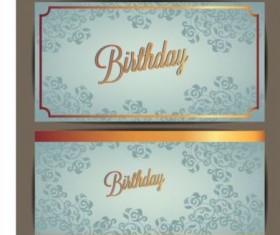 Floral birthday invitation card vector set 04