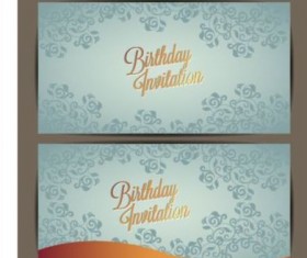 Floral birthday invitation card vector set 05