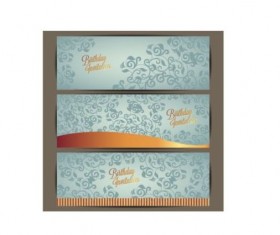 Floral birthday invitation card vector set 06