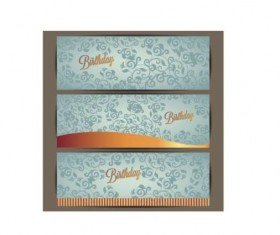 Floral birthday invitation card vector set 07