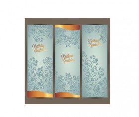 Floral birthday invitation card vector set 08