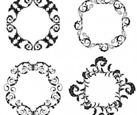 Floral round frame vectors 01