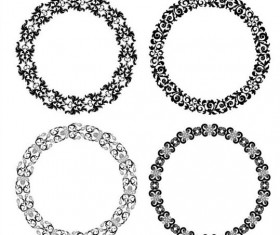 Floral round frame vectors 02