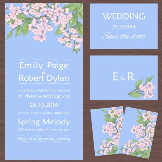 Flower vintage wedding card vector