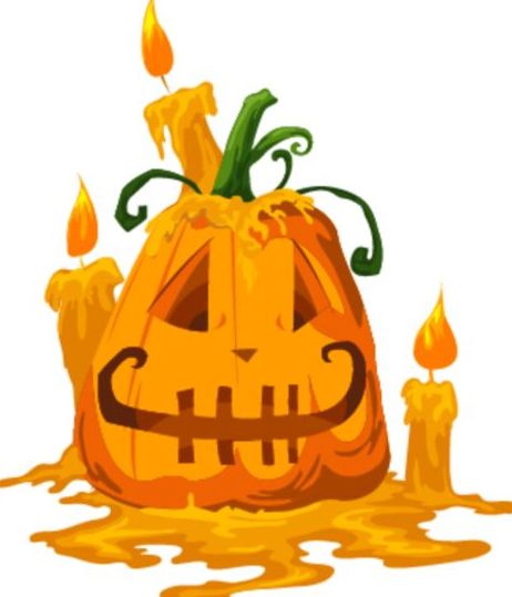 Funny pumpkin halloween with candle vector