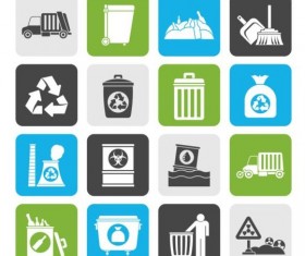 Garbage collection icons set