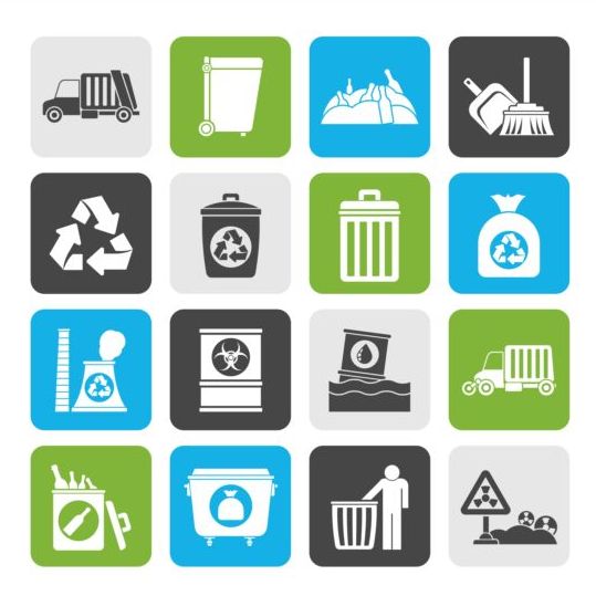 Garbage collection icons set