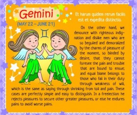 Gemini Zodiac kid card vector