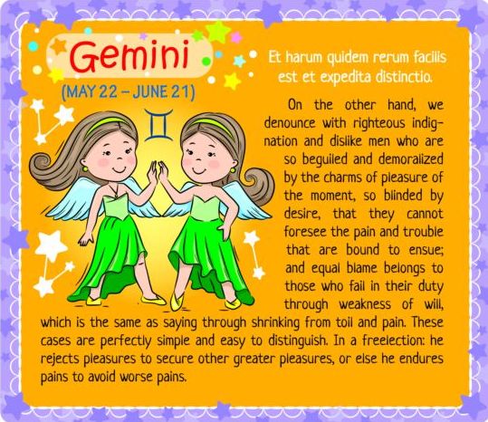 Gemini Zodiac kid card vector