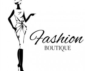 Girl with fashion background design vector 01