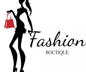 Girl with fashion background design vector 02