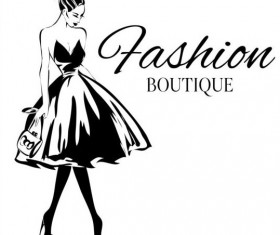 Girl with fashion background design vector 06