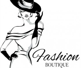 Girl with fashion background design vector 07