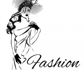 Girl with fashion background design vector 08