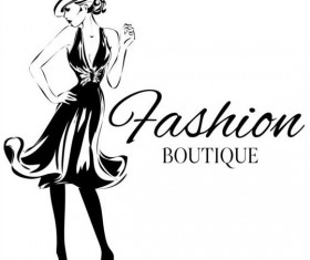 Girl with fashion background design vector 10