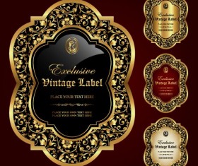 Glass textured golden labels vintage vector