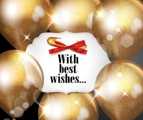 Golden balloon with white label vector