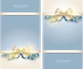 Golden bow with christmas greeting card vector
