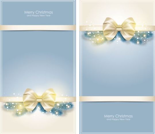 Golden bow with christmas greeting card vector