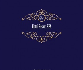 Golden frame with blue background vector 01