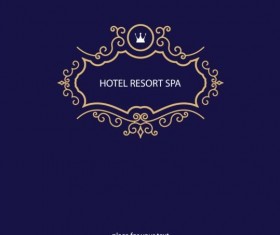 Golden frame with blue background vector 02