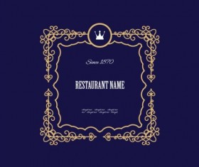 Golden frame with blue background vector 03