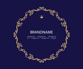 Golden frame with blue background vector 04