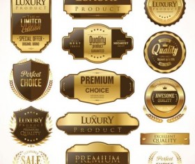 Golden with brown luxury badges and labels vector